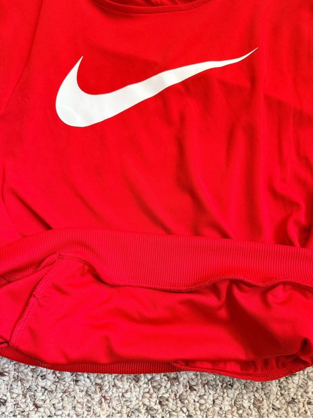 Nike Boys Large Red Hoodie with White Swoosh and Black and White Swoosh Accent - Picture 7 of 7